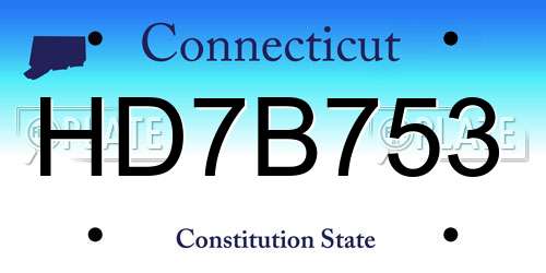 HD7B753 Connecticut License Plate