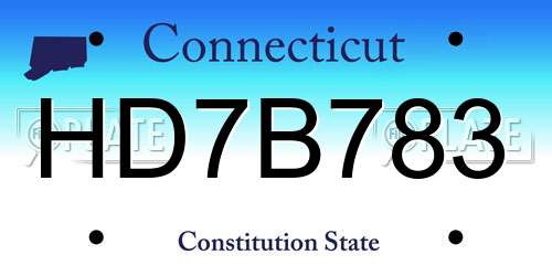 HD7B783 Connecticut License Plate