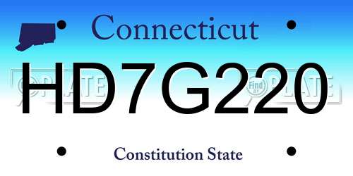 HD7G220 Connecticut License Plate