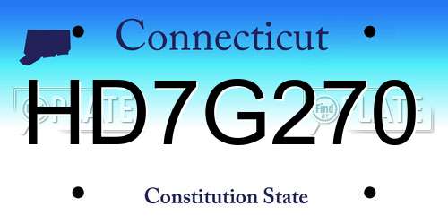 HD7G270 Connecticut License Plate
