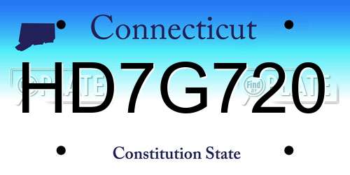 HD7G720 Connecticut License Plate