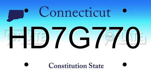 HD7G770 Connecticut License Plate