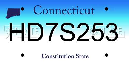 HD7S253 Connecticut License Plate