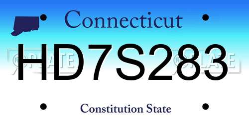 HD7S283 Connecticut License Plate