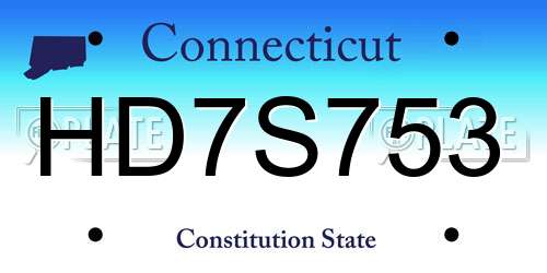 HD7S753 Connecticut License Plate