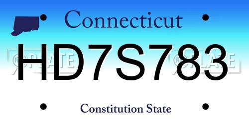 HD7S783 Connecticut License Plate