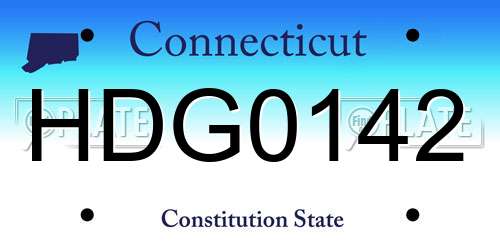 HDG0142 Connecticut License Plate