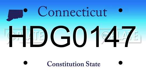 HDG0147 Connecticut License Plate