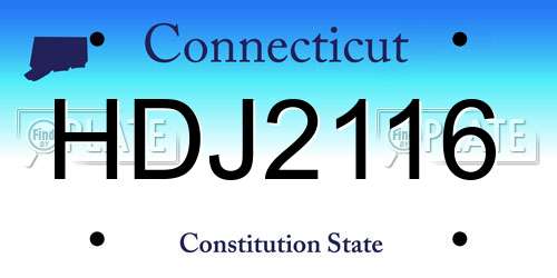 HDJ2116 Connecticut License Plate