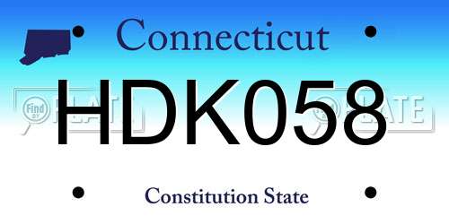 HDK058 Connecticut License Plate