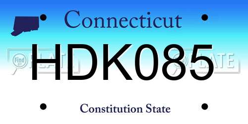 HDK085 Connecticut License Plate