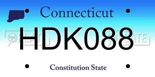 HDK088 Connecticut License Plate