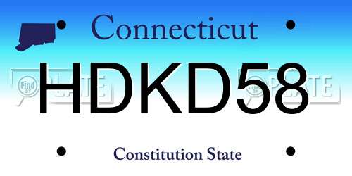 HDKD58 Connecticut License Plate