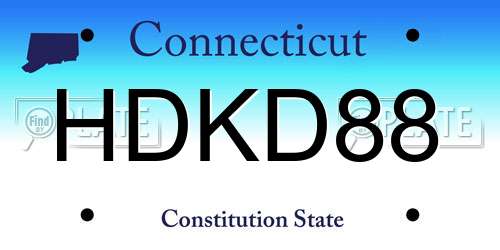 HDKD88 Connecticut License Plate
