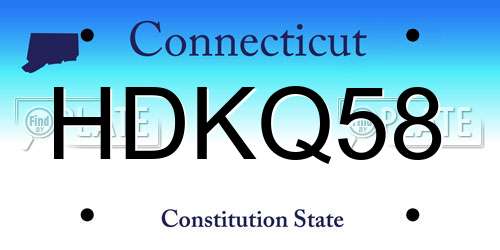 HDKQ58 Connecticut License Plate