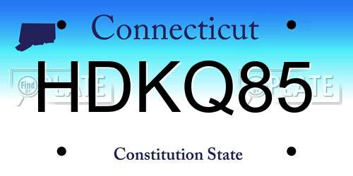 HDKQ85 Connecticut License Plate