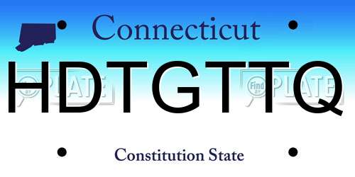 HDTGTTQ Connecticut License Plate