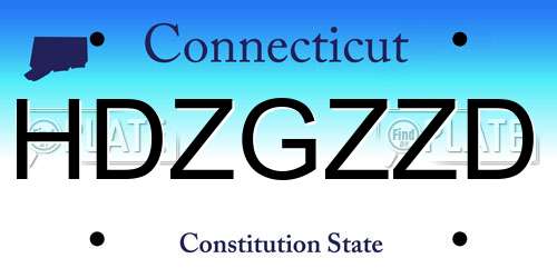 HDZGZZD Connecticut License Plate