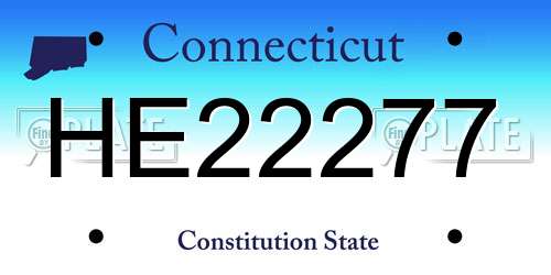 HE22277 Connecticut License Plate