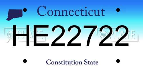 HE22722 Connecticut License Plate