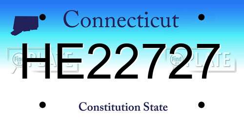 HE22727 Connecticut License Plate