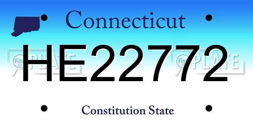 HE22772 Connecticut License Plate