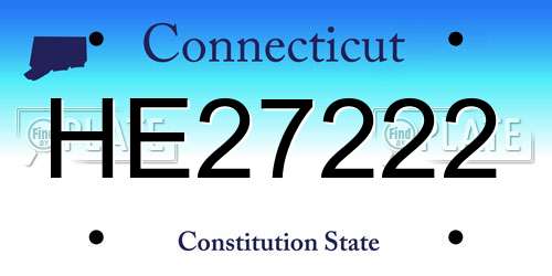 HE27222 Connecticut License Plate