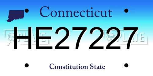 HE27227 Connecticut License Plate