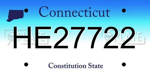 HE27722 Connecticut License Plate