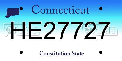 HE27727 Connecticut License Plate