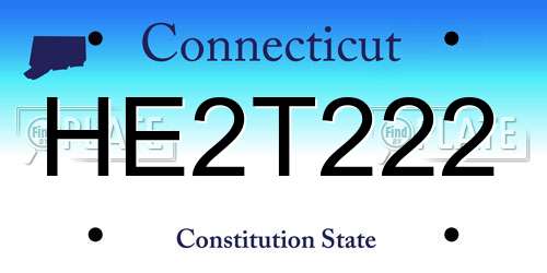 HE2T222 Connecticut License Plate