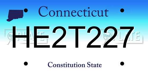 HE2T227 Connecticut License Plate