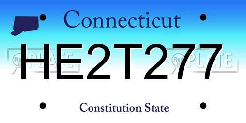 HE2T277 Connecticut License Plate