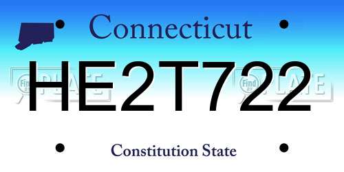 HE2T722 Connecticut License Plate