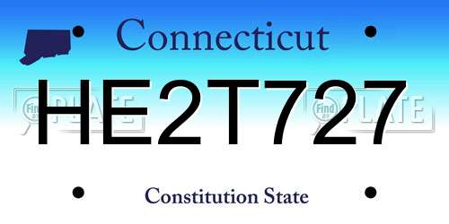 HE2T727 Connecticut License Plate