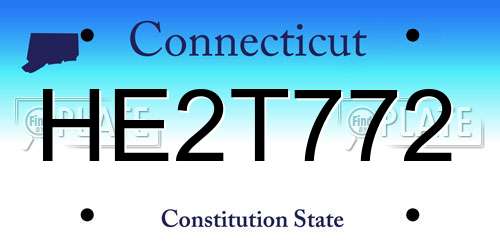 HE2T772 Connecticut License Plate