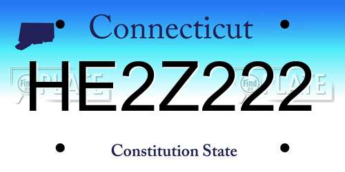 HE2Z222 Connecticut License Plate