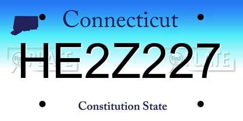 HE2Z227 Connecticut License Plate