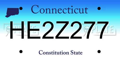 HE2Z277 Connecticut License Plate