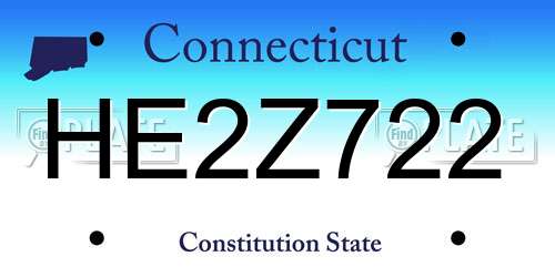 HE2Z722 Connecticut License Plate