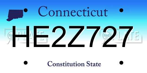 HE2Z727 Connecticut License Plate