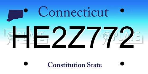 HE2Z772 Connecticut License Plate