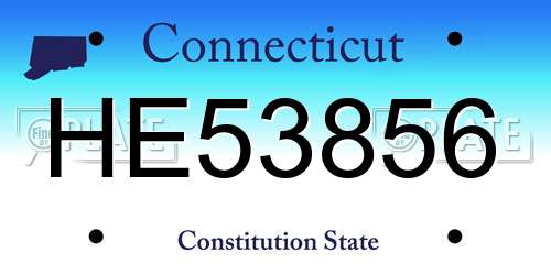 HE53856 Connecticut License Plate