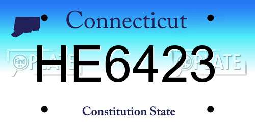 HE6423 Connecticut License Plate