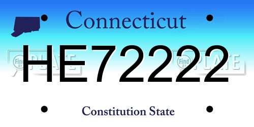 HE72222 Connecticut License Plate