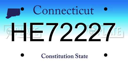 HE72227 Connecticut License Plate