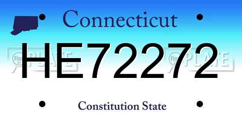 HE72272 Connecticut License Plate