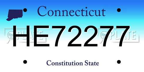 HE72277 Connecticut License Plate