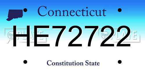 HE72722 Connecticut License Plate