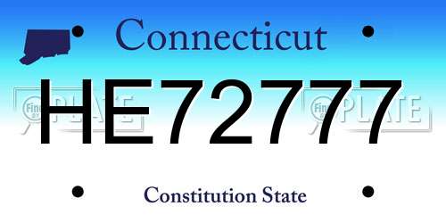 HE72777 Connecticut License Plate